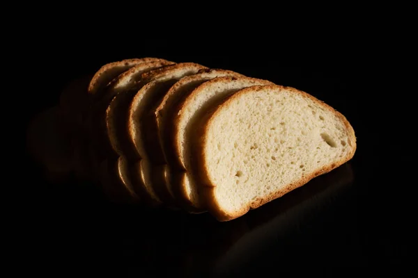 Slices White Bread Dark Background Close — Stock Photo, Image