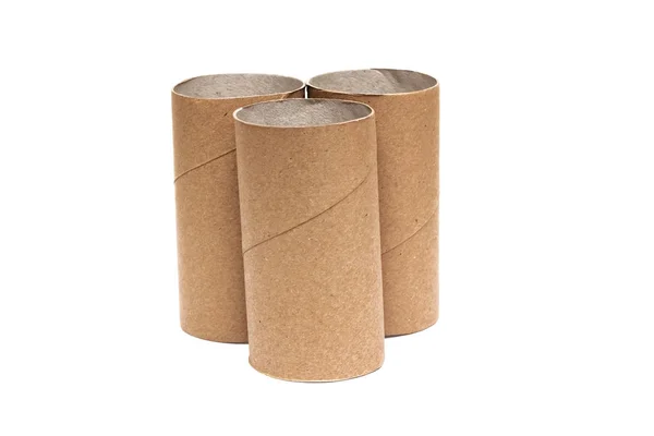 Три Рукави Туалетного Паперу Ізольовані Білому Тлі — стокове фото