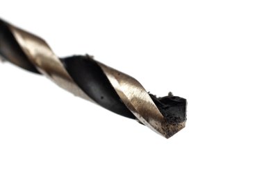 Matkap yakın çekim, makro fotoğraf, beyaz bir arka plan izole