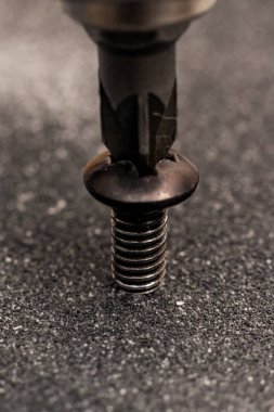 Tornavida kadar makro fotoğraf, kopya alanı yakın vida katlanmış