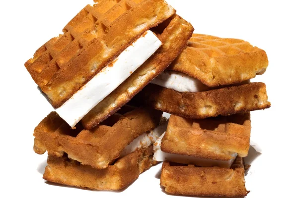 Pliki Cookie Wafel Souffle Bliska Izolować Białym Tle — Zdjęcie stockowe