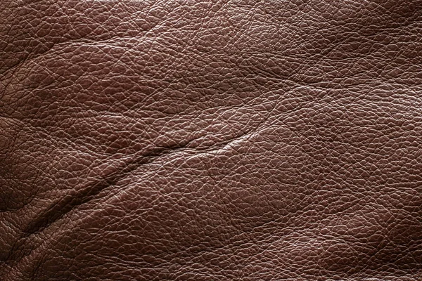 Cuoio marrone stropicciato primo piano, texture o sfondo — Foto Stock