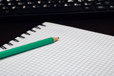 Yeşil kalem dizüstü bir kafes içinde