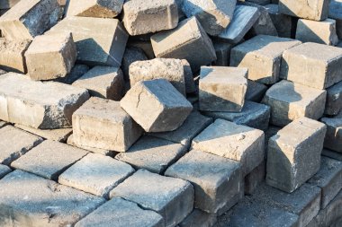 Kaldırım levhaları bir yığın koymak, yakın, arka plan