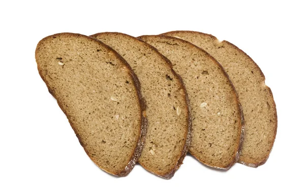 Gesneden bruin brood, geïsoleerd op een witte achtergrond — Stockfoto