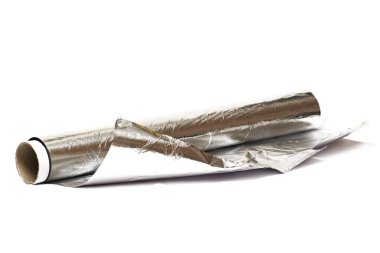 Rulo pişirme folyo, beyaz bir arka plan üzerinde izole