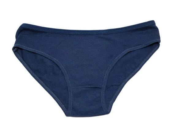 Modré ženské kalhotky izolované na bílém pozadí — Stock fotografie