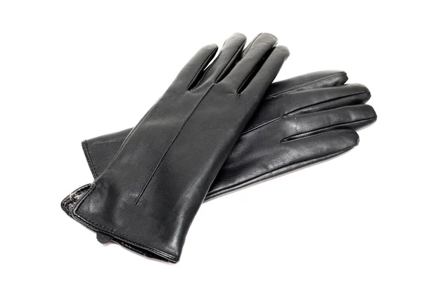 Чорні шкіряні рукавички ізольовані на білому тлі — стокове фото