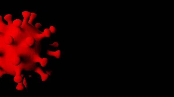 Rotes Coronavirus Auf Schwarzem Hintergrund Mit Kopierraum — Stockfoto