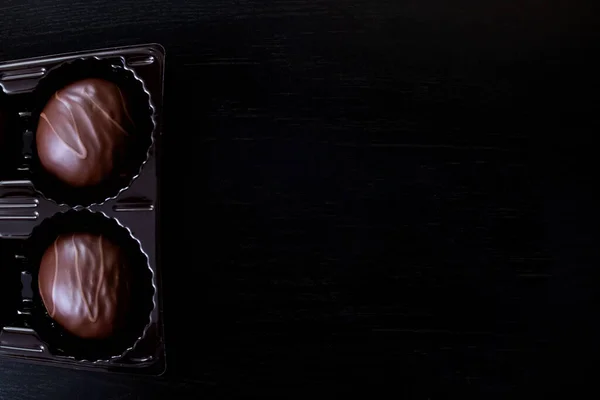 Schokoladenbonbons Einer Schachtel Großaufnahme Kopierraum — Stockfoto