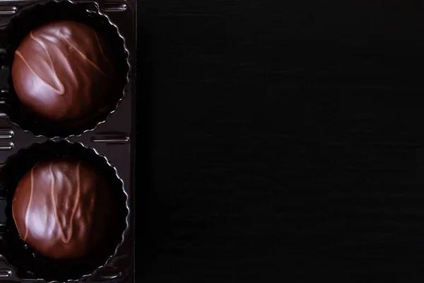 Schokoladenbonbons Einer Schachtel Großaufnahme Kopierraum — Stockfoto