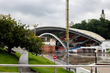 BELARUS, VITEBSK - 10 Eylül 2020: Sonbaharda Slav Pazarı festivali için sahne
