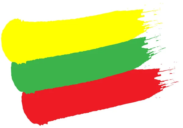 Vykreslená Vlajka Litvy Bílém Pozadí — Stockový vektor