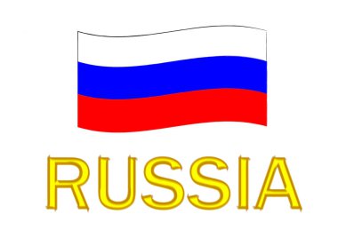 Rusya bayrağı ve beyaz arkaplanda yazı