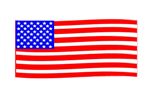 Beyaz Arka Planda Amerikan Bayrağı Çizildi — Stok Vektör