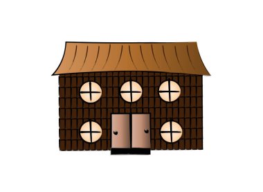 Beyaz arka planda bir Japon evinin soyut görüntüsü