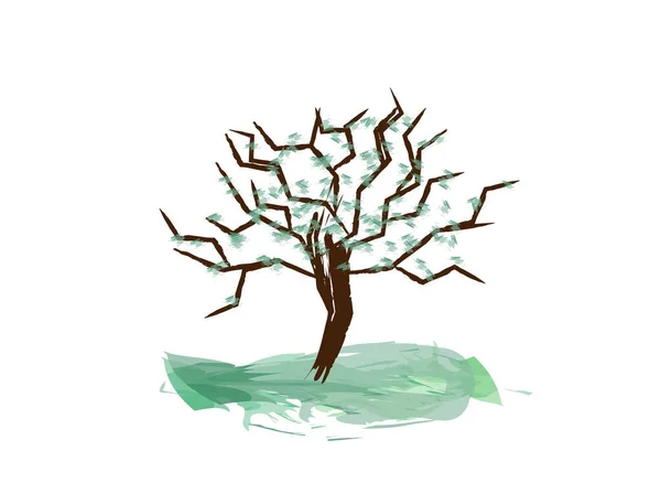 Imagen Abstracta Árbol Con Hojas Verdes Ilustración Vectorial — Vector de stock