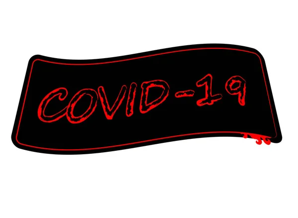 Inscription Rouge Covid Sur Fond Noir Illustration Vectorielle — Image vectorielle