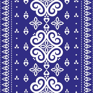 Mavi süs dikişsiz desen. Vintage vektör, lüks unsurlar. Kumaş, davetiye, el ilanı, menü, broşür, arka plan, duvar kağıdı, dekorasyon, ambalaj veya herhangi bir fikir için büyük.