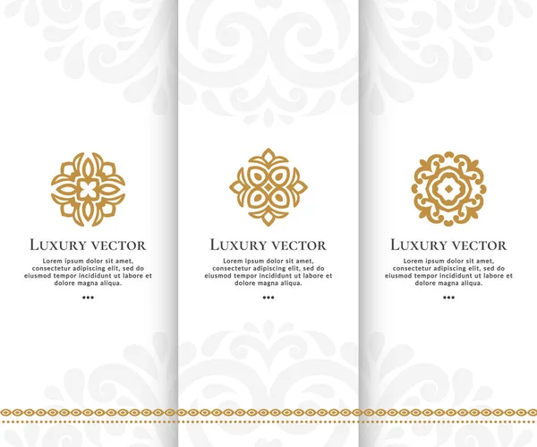 Vector set Golden logo med eleganta, klassiska element. — Stock vektor