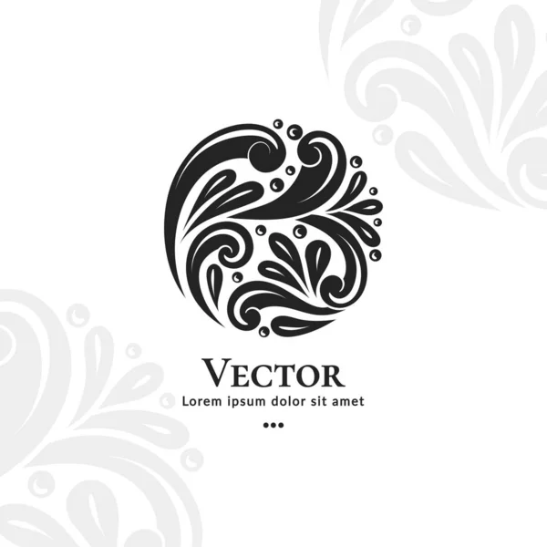 Schwarze Spritzer-Vektor-Logo-Vorlage mit abstrakten Drop-Elementen. kann für Emblem und Monogramm verwendet werden. ideal für Einladung, Flyer, Speisekarte, Broschüre, Hintergrund oder jede gewünschte Idee. — Stockvektor