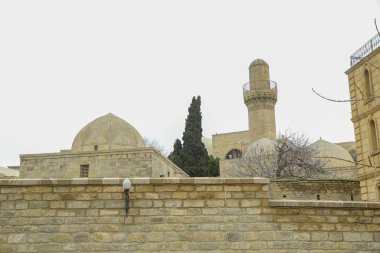 Eski cami Bakü, eski cami, eski cami Icheri Şirvanşahlar Sarayı. Shirvanshah kervansaray, Bakü, Azerbaycan.