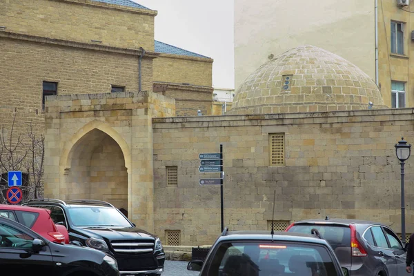 Крепостные Ворота Старого Города Освещении Ичери Шехер Баку Азербайджан Ворота — стоковое фото