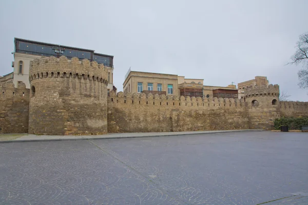 Fortress Gates Old City Illumination Icheri Sheher Baku Azerbaijan Gate — Stock Photo, Image