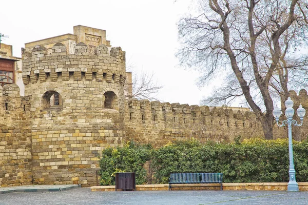 Ворота Старой Крепости Вход Старый Город Баку Баку Азербайджан Стены — стоковое фото