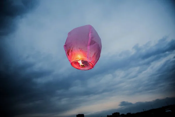 Balão Fogo Lanternas Voadoras Balões Quente Lanterna Voa Para Cima — Fotografia de Stock