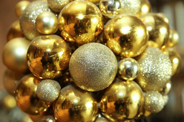 Palle Oro Rotonde Anno Nuovo Palle Natale Chiudere Immagine Tre — Foto Stock