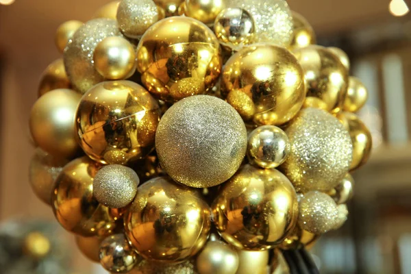 Palle Oro Rotonde Anno Nuovo Palle Natale Chiudere Immagine Tre — Foto Stock