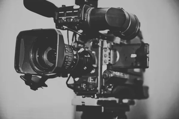 Videokameralinse Aufnahmeshow Fernsehstudio Fokus Auf Die Kameraöffnung — Stockfoto