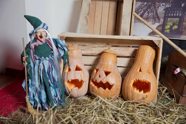 Calabaza Halloween Sonriendo Manera Más Malvada Spooky Halloween Jack Lantern — Foto de Stock