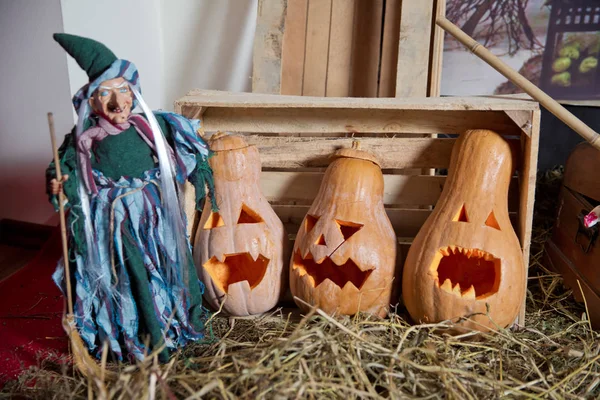 Calabaza Halloween Sonriendo Manera Más Malvada Spooky Halloween Jack Lantern — Foto de Stock