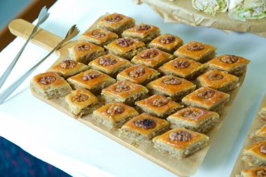 Geleneksel pakhlava baklava pasta novruz tepsi ile kuru meyve snack. Azerbaycan Ulusal Novruz Doğu yeni yıl Bahar kutlama kavramı