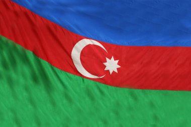 Azerbaycan bayrağı. Azerbaycan bayrağı sallayarak gerçekçi. Kumaş dokulu akan Azerbaycan bayrağı.