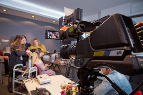 Voor Camera Opname Vlog Video Live Streaming Thuis Business Online — Stockfoto