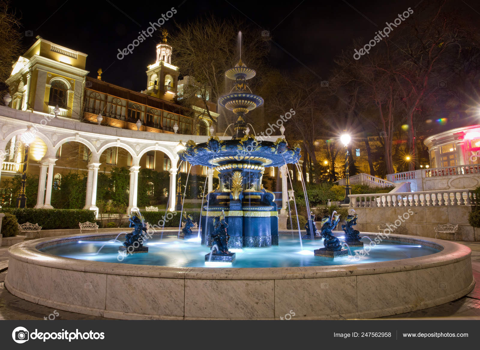 Fountain In The Philarmony Park In Baku City Azerbaijan