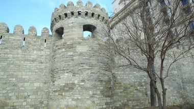 Bakıda Icheri Sarayı. Azerbaycan. Eski kale, Bakü eski şehir giriş kapısı. Bakü, Azerbaycan. Bakü'deki eski şehir duvarlarının. Icheri Şirvanşahlar Sarayı bir Unesco Dünya Mirası olduğunu
