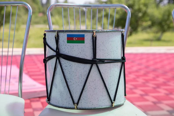 Azeri traditional drum nagara on black .Drum on the chair