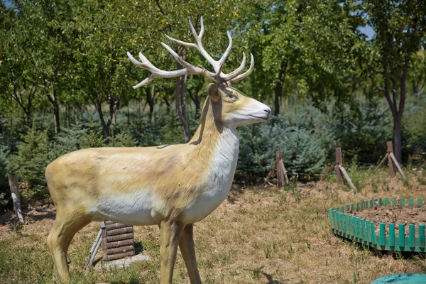 A képen látható a képen Deer szobor dekoratív. Szarvas szobor hivatásos kertjében . — Stock Fotó