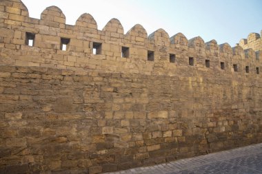 Bakıda Icheri Sarayı. Azerbaycan. Eski kale, Bakü eski şehir giriş kapısı. Bakü, Azerbaycan. Bakü'deki eski şehir duvarlarının. Icheri Şirvanşahlar Sarayı bir Unesco Dünya Mirası olduğunu
