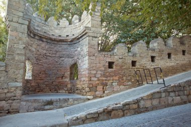 Bakıda Icheri Sarayı. Azerbaycan. Eski kale, Bakü eski şehir giriş kapısı. Bakü, Azerbaycan. Bakü'deki eski şehir duvarlarının. Icheri Şirvanşahlar Sarayı bir Unesco Dünya Mirası olduğunu