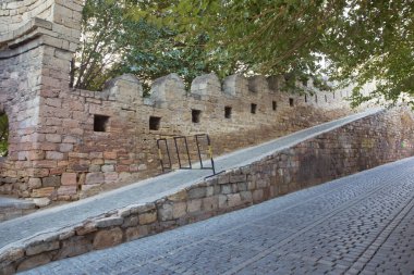 Bakıda Icheri Sarayı. Azerbaycan. Eski kale, Bakü eski şehir giriş kapısı. Bakü, Azerbaycan. Bakü'deki eski şehir duvarlarının. Icheri Şirvanşahlar Sarayı bir Unesco Dünya Mirası olduğunu