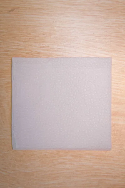White Square Bar Napkin Isolated Wooden Background Blank Paper Napkin — Stock Photo, Image