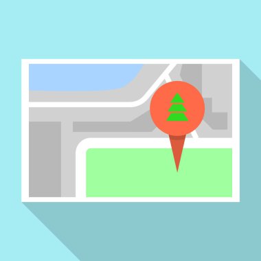 Köknar ağacı PIN harita simgesi, düz stil