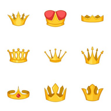 Taç kişi Icons set, karikatür tarzı