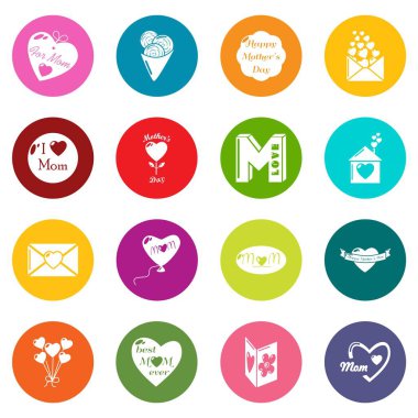 Renkli Daireler vektör anneler günü Icons set