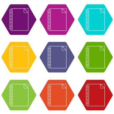 9 vektör defter Icons set